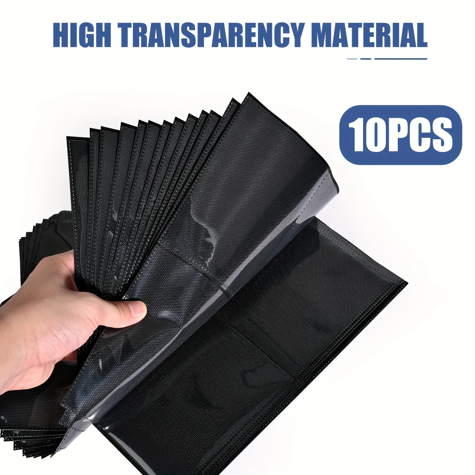 Four-pocket black card sleeve pages, 3-hole double-sided, fits for postcards, photo cards, etc