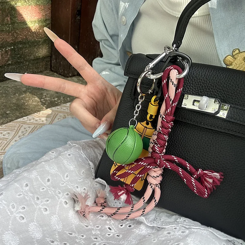 New Fashion Trend Cool Niche Style Love Chain Bag Pendant Accessories Colored Nylon Woven Rope Car Keychain Bag Accessories
