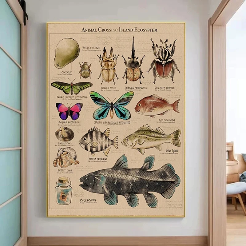 Animal Crossing New Horizons Botanical Poster Print Gyroids of New Horizons Canvas Painting Bedroom Home Room Wall Decoration