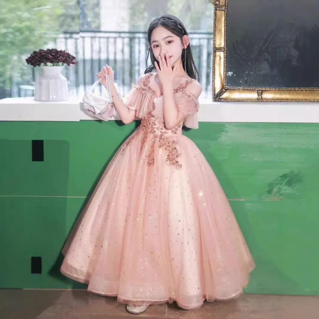

Children's Evening Dress for Formal Occasions High-End Little Girl Catwalk Costume Piano Performance Flower Wedding Pettiskirt