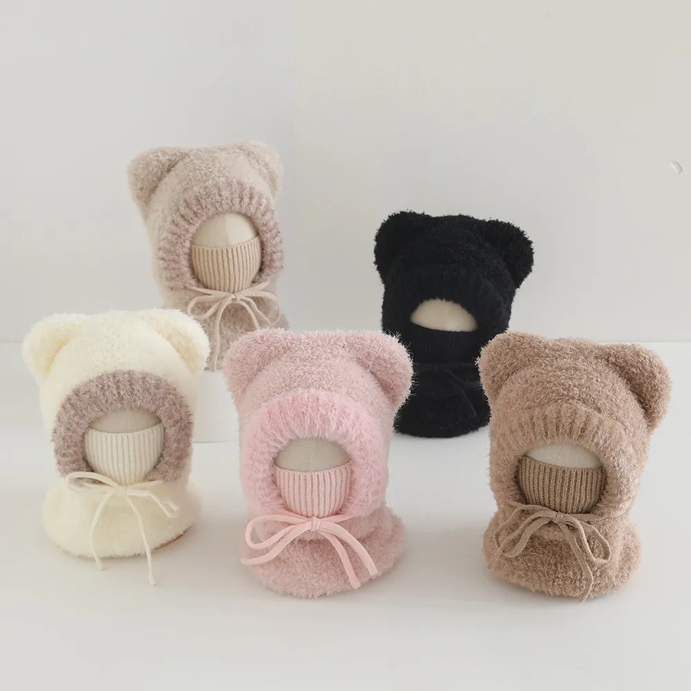 

Fashion Winter Warm Knitted Pullover Hat Windproof Children's Balaclava Hat Thick Ear Protection Beanies Caps