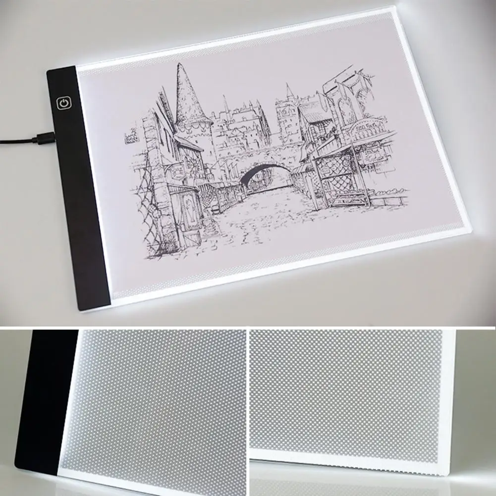 Tablero de copia LED, tablero de rastreo A4, plantillas de pintura, herramientas de copia de diseño ultrafino de animación con brillo ajustable