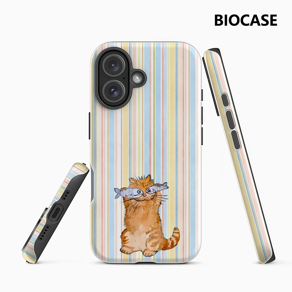 Katze mit Fisch IPhone 17 Must-Haves Handyhülle für IPhone 17 16 15 14 13 12 28 Pro Max Plus Doppelschichtige Rückseite