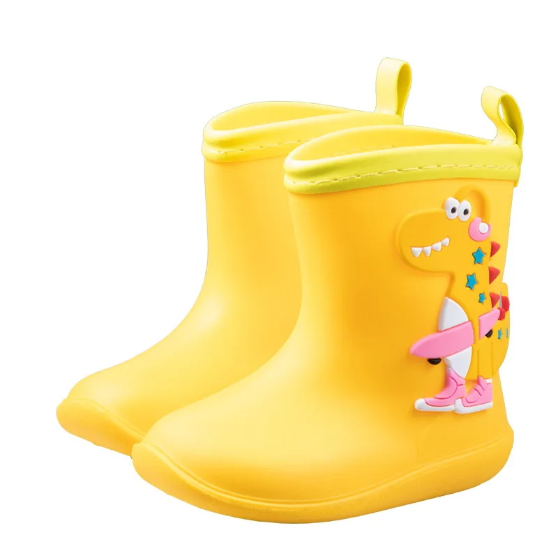 Botas De Lluvia Children Rubber Boots Cartoon Animals Kid PVC Waterproof Water Shoes Boy Girl Anti Slip Rain Boots Four Seasons