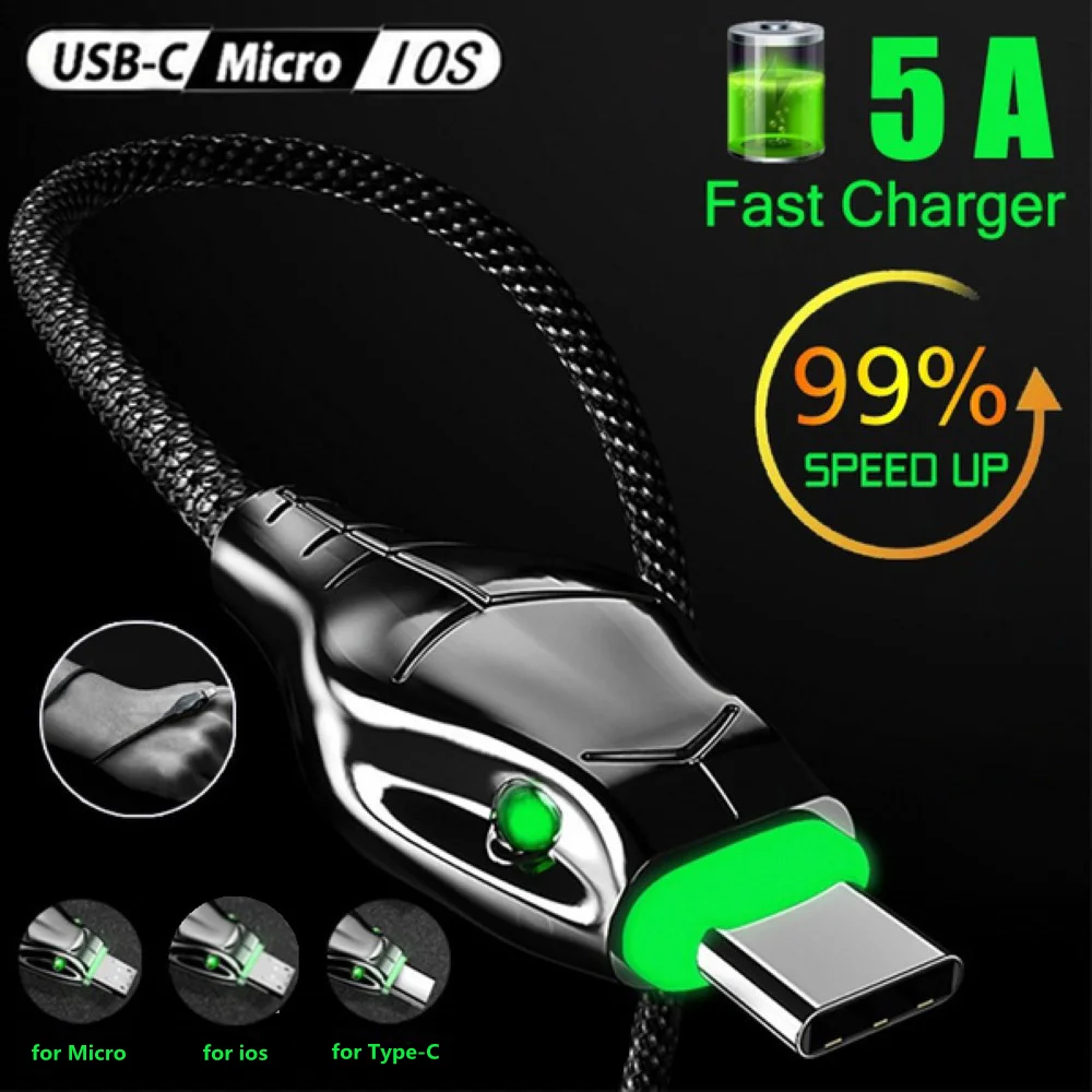 Olaf 5a usb c cabo de carregamento rápido micro usb tipo c cabo para iphone 13 samsung xiaomi huawei carregador de cabo de dados