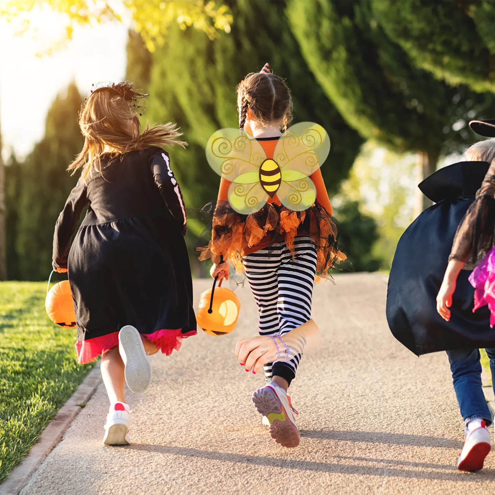 1 مجموعة أطفال النحل زي أجنحة عقال مجموعة واقعية النحل تأثيري اكسسوارات للحفلات المرحلة يلعب فستان مناسبات #4