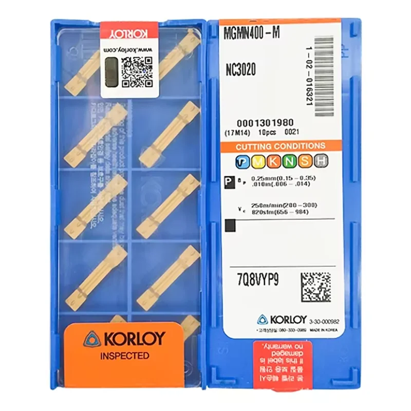 

KORLOY Original MGMN400-M NC3020 NC3030 NC3120 PC5300 PC9030 PC215K CN2000 H01 Grooving Turning Tool Insert