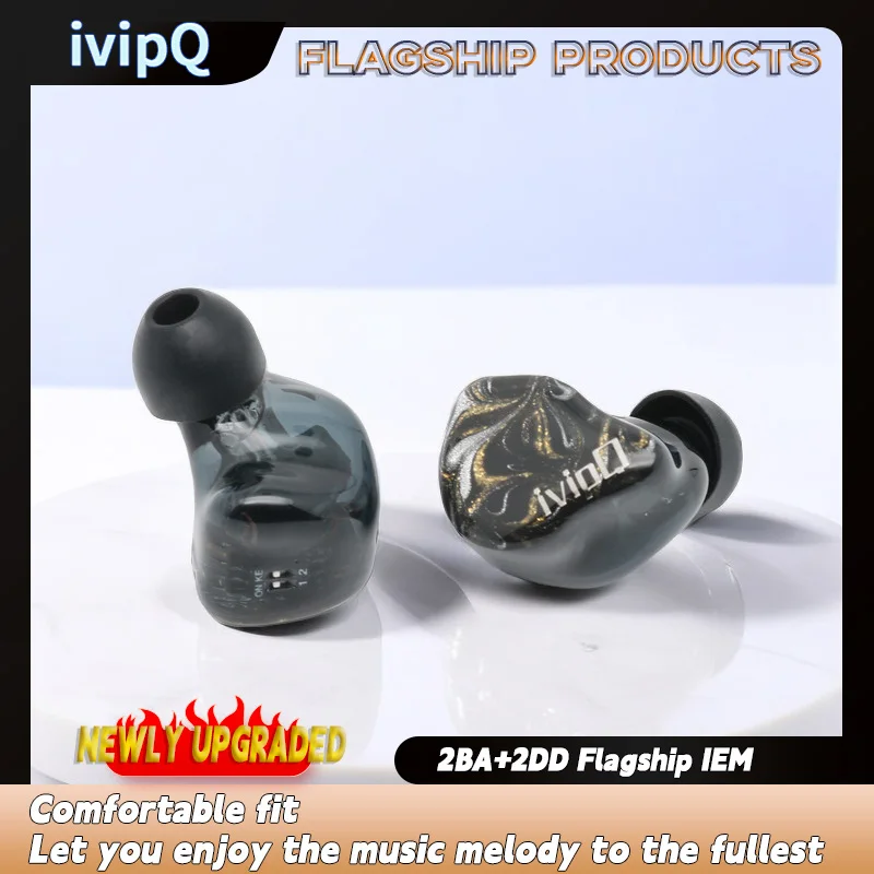 Imagem -03 - Ivipq-conch V13 Fones In-ear 2ba Mais 2dd Drivers Híbridos Intra-auriculares Hi-fi Monitor de Música Fones de Ouvido com Fio para Audiófilo