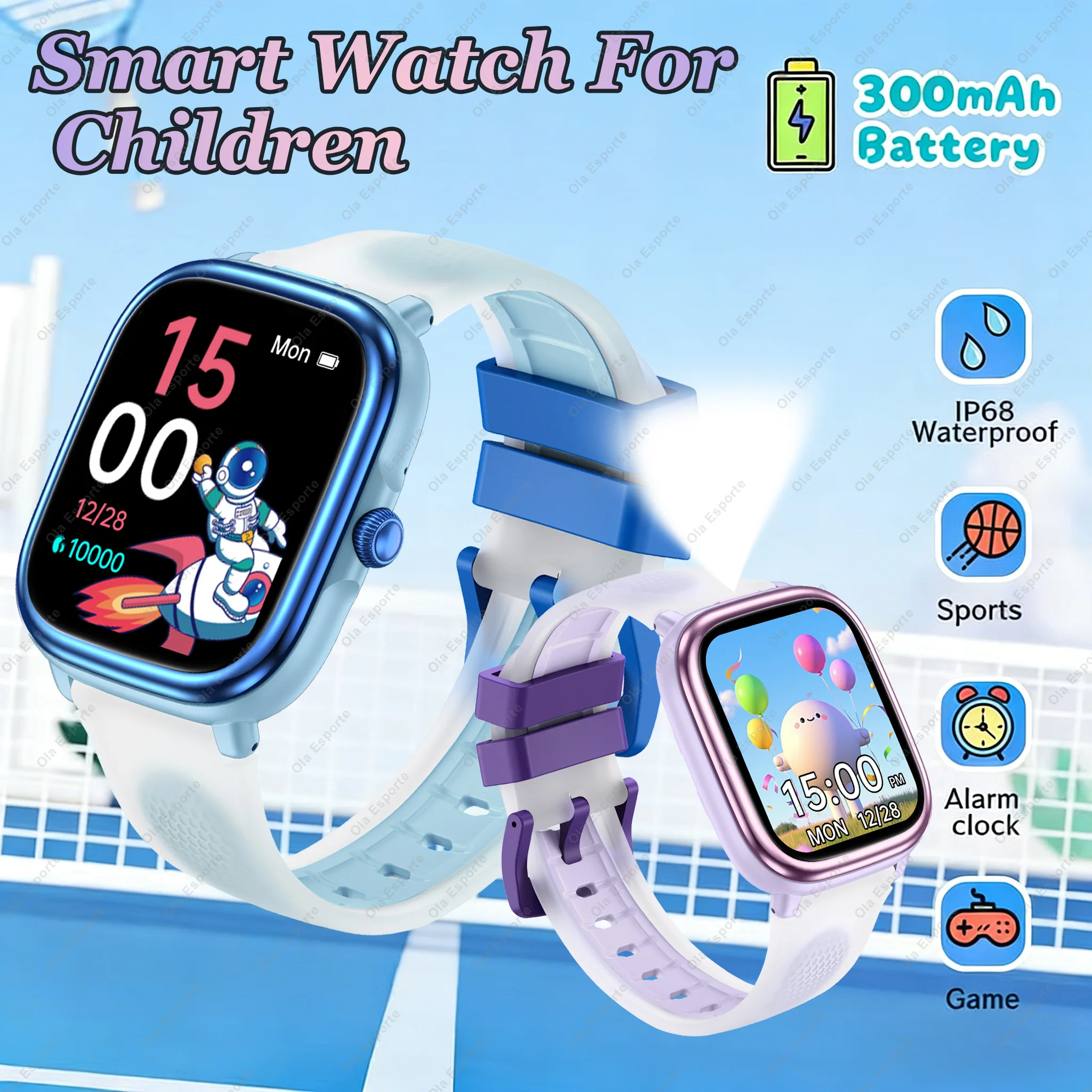 

Смарт-часы для детей, HD сенсорный экран, фонарик, 20+ спортивных режимов, монитор сна, водонепроницаемость IP68, детские игровые умные часы для мальчиков и девочек