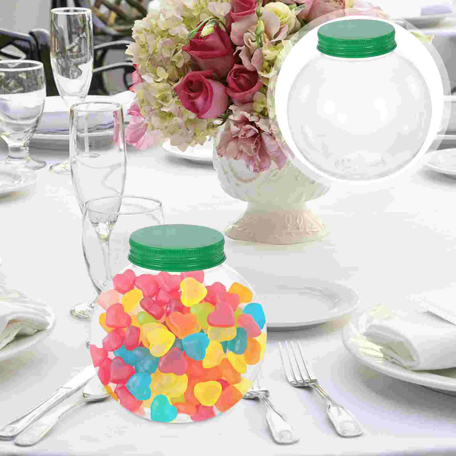 

5 Pcs Christmas Candy Jar Xmas Clear Loose Tea Containers Dish Yellow Party Supplies Plastic Jars Ball Shaped Plate