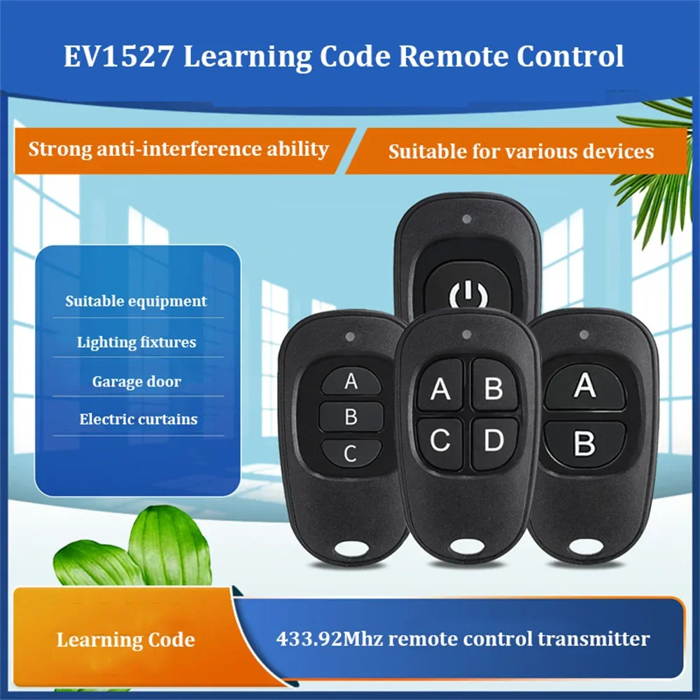 433MHz Remote Control Learn Remote Control Learning code 1527 EV1527 For Gate garage door controller Alarm RF 433mhz Receiver