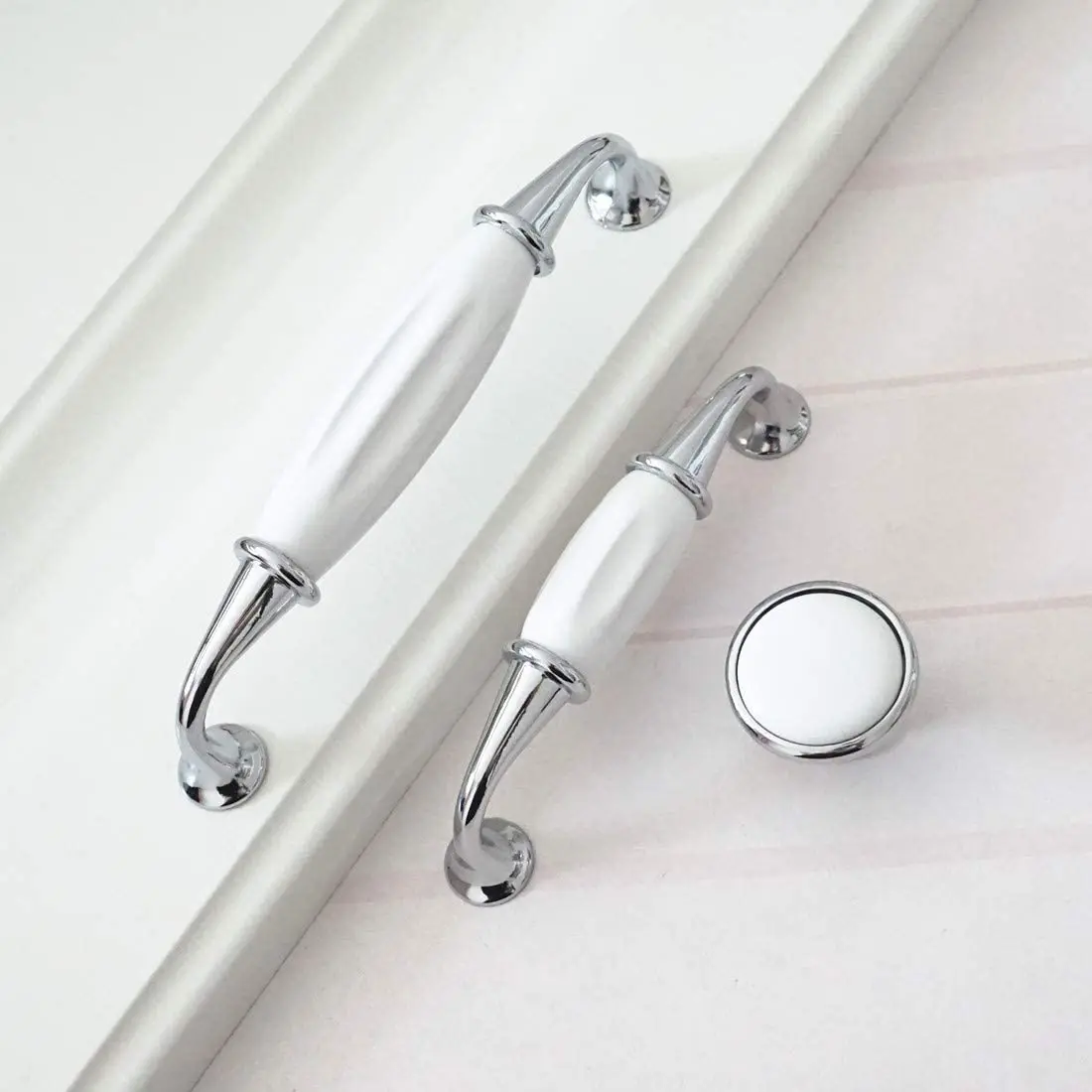 

Ceramic Handle Drawer Pulls Knobs Handles Cabinet Knobs Handles Kitchen Furniture Handle Pull Knob Hardware Silver White 96 128