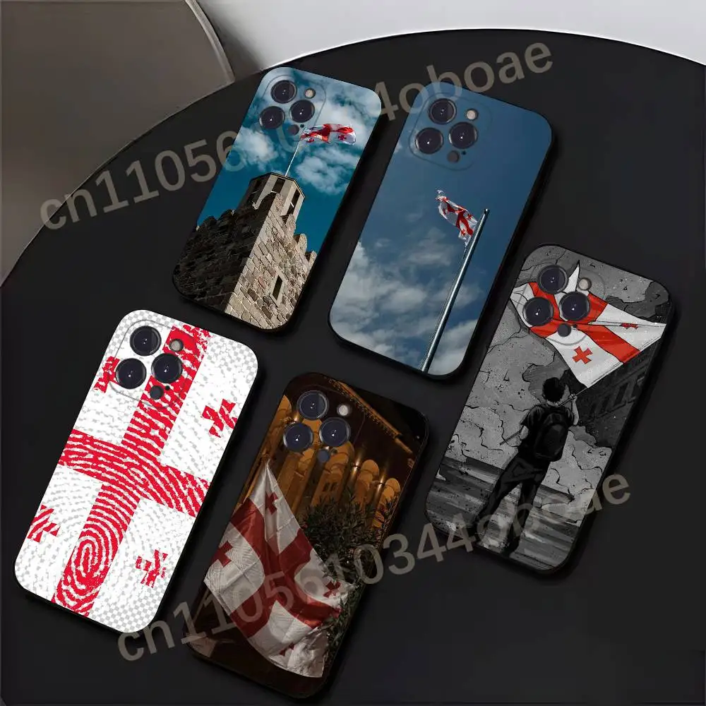 

Georgia Flag Phone Case For iPhone 17,16,15,14,13,12,11,Pro,Max,Plus Shockproof Cover