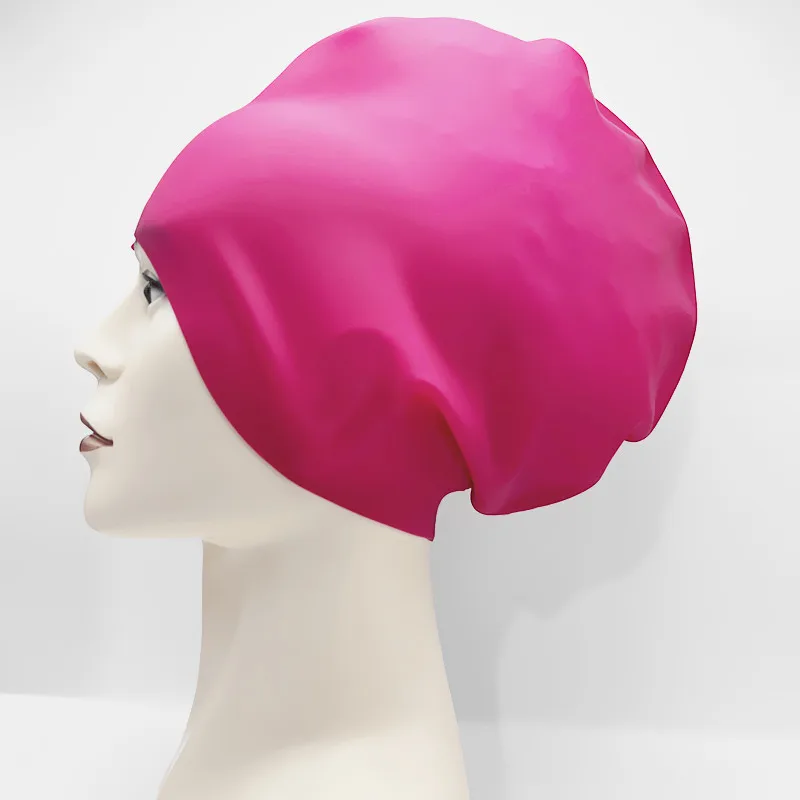 Gorro de natación de silicona para cabello largo trenzado, gorro de baño impermeable, protección para los oídos, gorro de buceo africano, talla grande, verano, hombres y mujeres