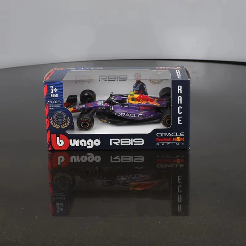 Bburago 1:43 F1 Rb19 لاس فيغاس خوذة غطاء غبار ريد بول سباق 1 ماكس Verstappen فورمولا واحد لعبة سباق جمع هدية