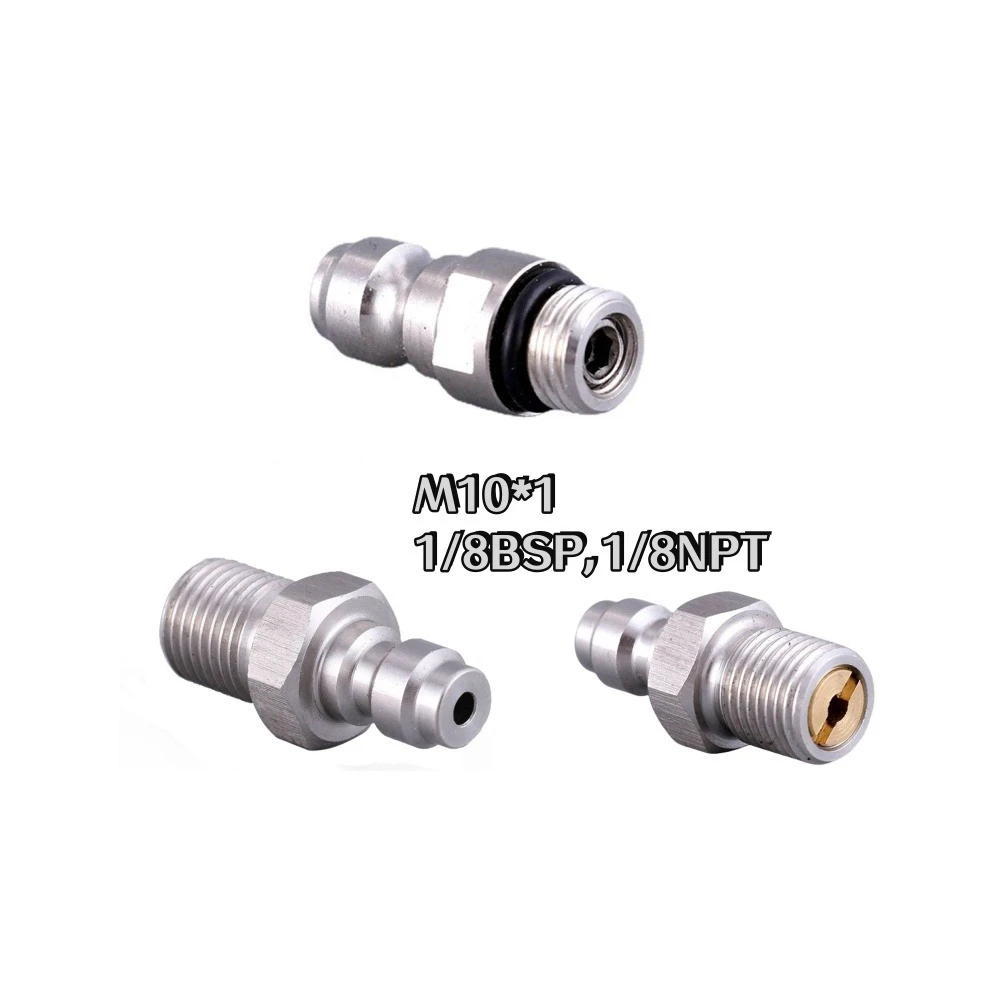 

8mm Stainless Steel Male Fill Nipple One Way Foster Pneumatic Adapter Quick Connect With 1/8''BSP / 1/8''NPT / M10/ M8 Threads