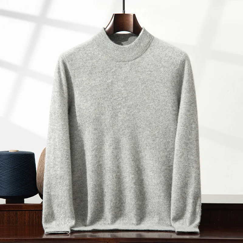 Cashmere Sweater Men's Cashmere Half Turtleneck Round Neck Pullover Sweater Autumn Winter Men Clothes