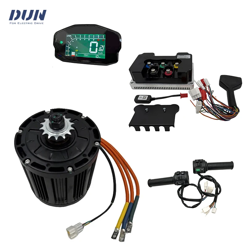 

QS138 4KW 90H 72V peak 13KW Mid-Drive Motor with ND72680 Controller and DKD Display Speedometer T08 Throttle Kits