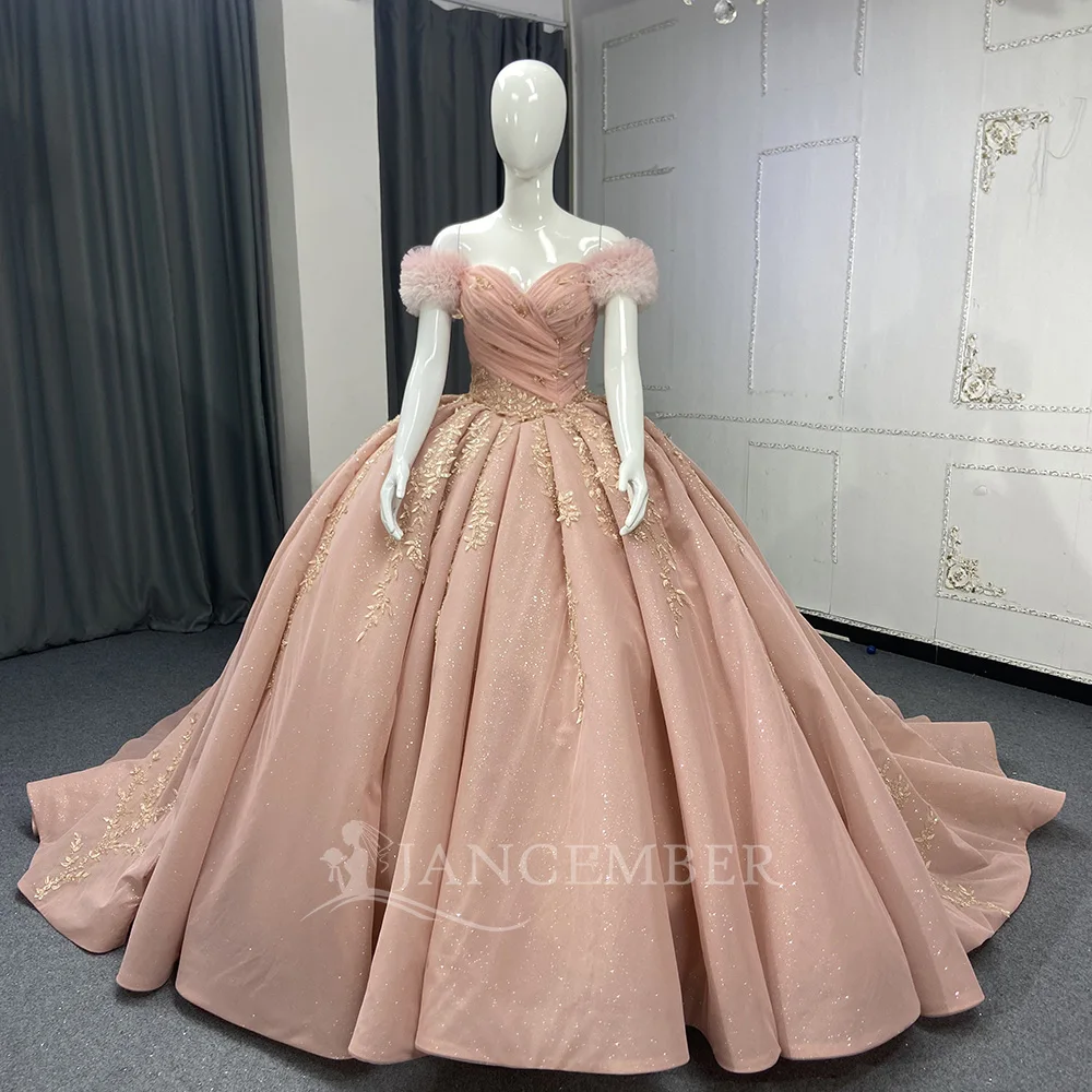 

Pink Quinceanera Dresses Lace Princess Birthday Party Dress Sweet Corset Females Customized vestidos de 15 años quinceañeras
