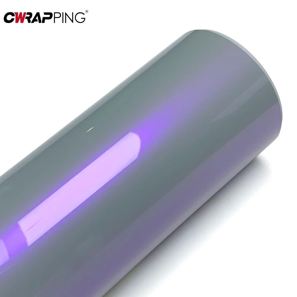

Glossy Gray Purple Packaging Film Vinyl Car Stickers Bubble-free Women Auto Decals BMW Audi Waterproof Decorative Accessories
