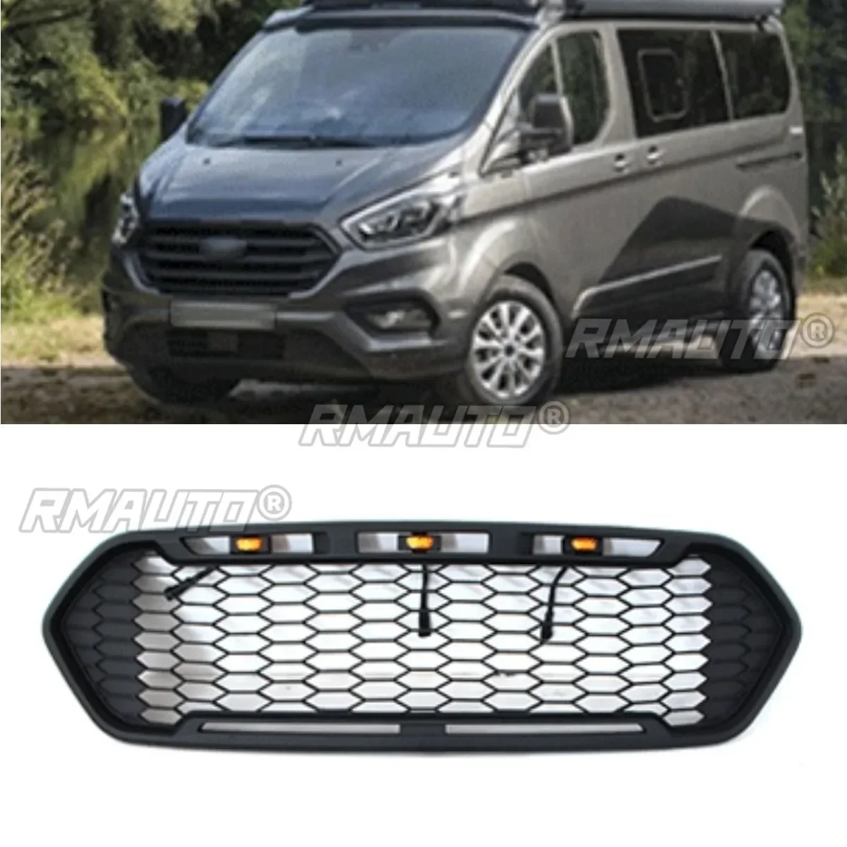 For Ford Transit 2014-2021 Europe CUSTOM Edition Car Accessories Front Racing Radiator Grilles Car Front Bumper Grill Body Kit