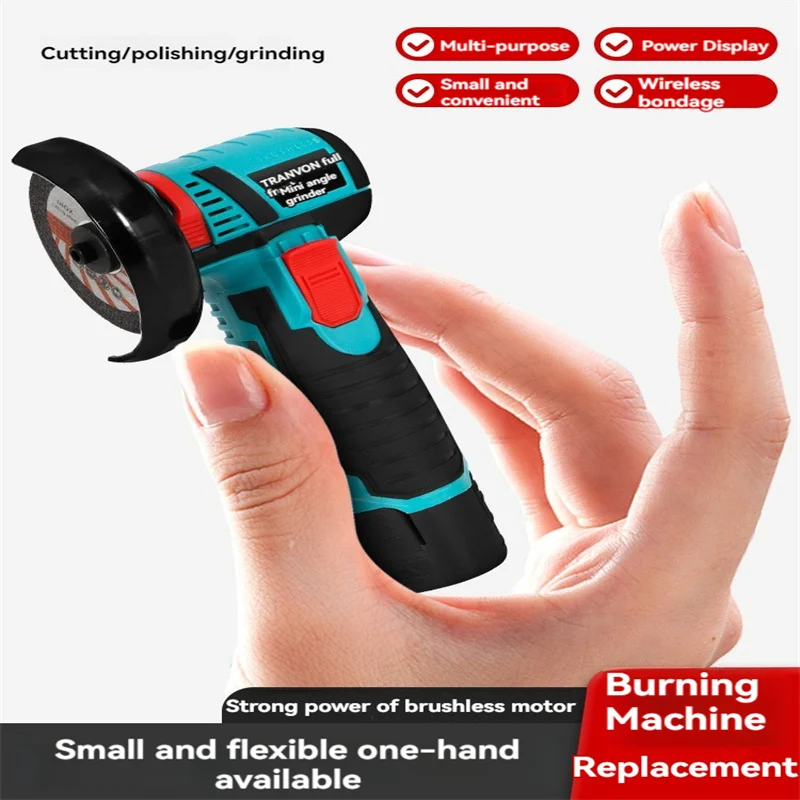 12V 18500RPM Brushless Angle Grinder  Electric Polishing Grinding Machine Mini Cordless Cutting Lithium Battery Power Tool