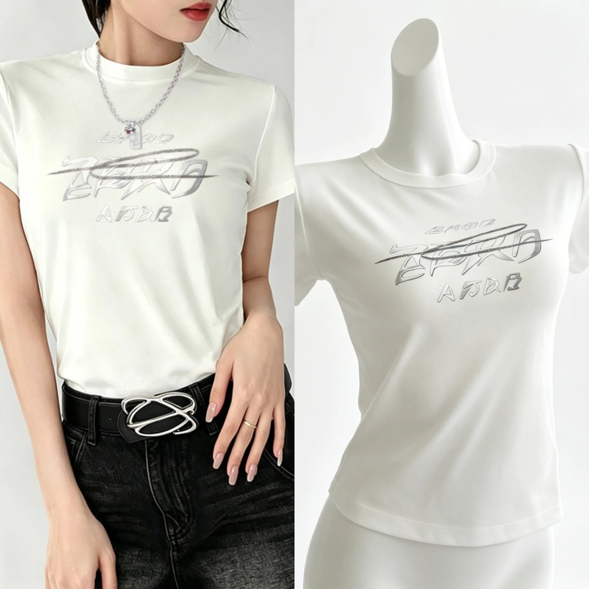 Slim Fit Suit Set - アニメ「ラブ・アンド・ディープスペース」ケイレブコスプレ衣装 スリムフィット カップル用デイリーTシャツ ベルト ネックレス ハロウィンパーティー