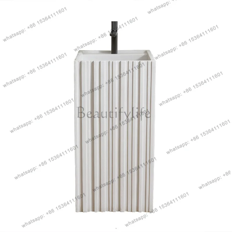 Wabi Sand Cream Wind Column Basin Floor-to-ceiling integrated striped art wash basin