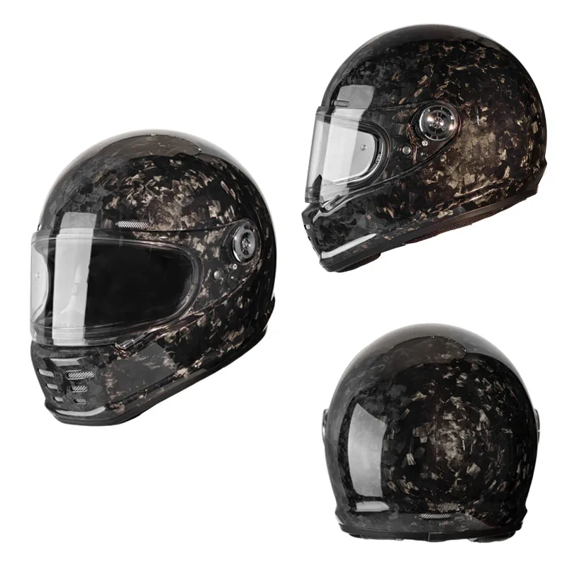 Factory Direct,3C Certified Retro Full Face Helmet - Carbon Fiber, Visor