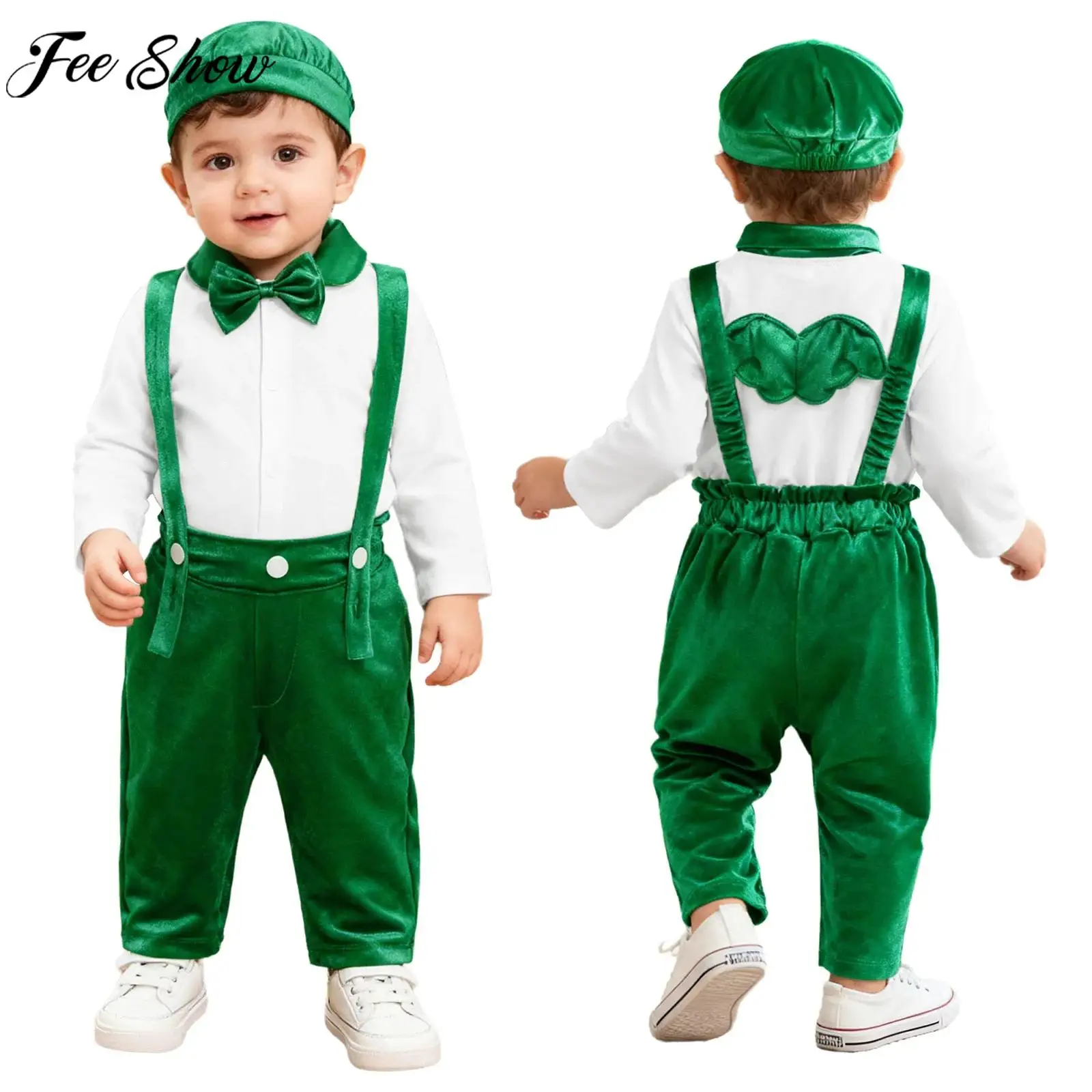 الوليد طفل بنين عيد الميلاد الزفاف السادة دعوى طويلة الأكمام رومبير ربطة قبعة المخملية وزرة التعميد التصوير الملابس