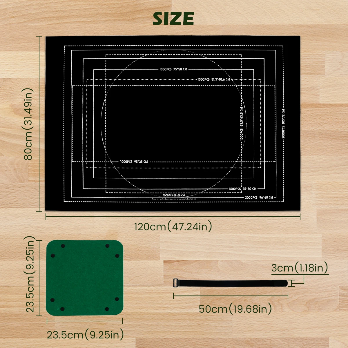 Jigsaw Puzzle Mat Roll Up, No Creases Saver Pad to 2000 pieces, Large Puzzle Matte Rollup with 6 Sorting Trays 1 Storage Bag