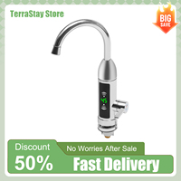 Electric Heating Faucet for RV 3000W 220V 360° Rotation IPX4 Waterproof Lower Water Inlet 15.16in Height Silver Single Handle