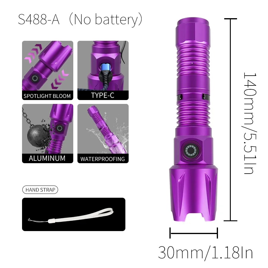 Zoom 365nm UV Flashlight USB Rechargeable Ultraviolet Nail lamp Torch Cat Dog Pets Urine tinea Marker Money Ore Detection Light