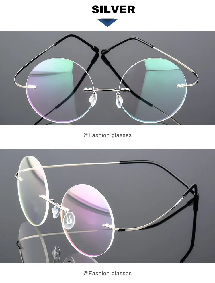 Ältere Klassische Runde Anti Blau Licht Lesebrille Männer Frauen Speicher Titan Legierung Randlose Rezept Presbyopie Leser – Detail 10