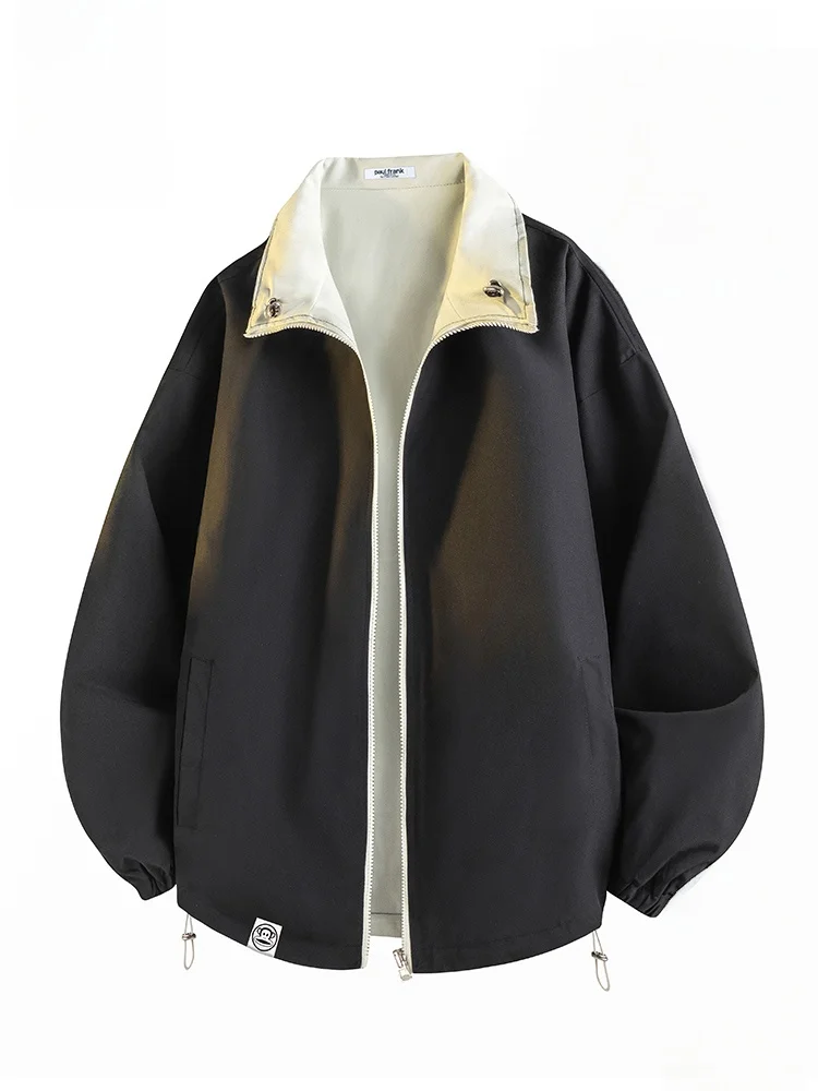 

PaulFrank Double-Sided Wear Workwear Jaet Men's Loose Fit Stand Collar Casual Sle Polyester Fiber Anti-Wind Autumn Coat