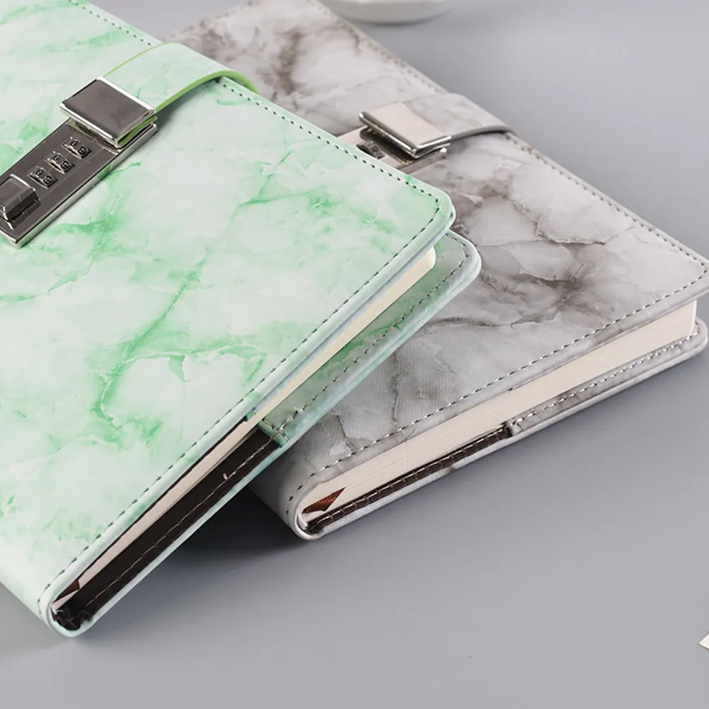 Marbled Scrapbook Notebook with Combination Lock Diary Office Planner Journal Daily Schedule Organizer Personal Locked