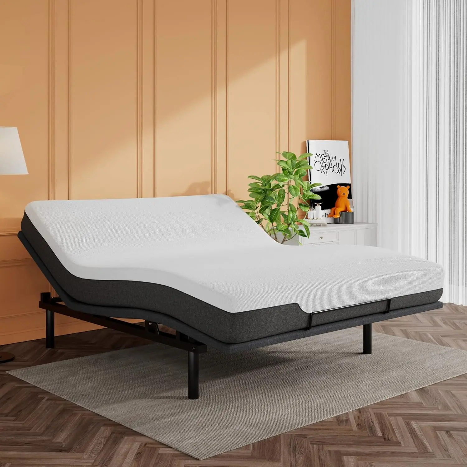 Electric Adjustable Bed Base, Ergonomic Basic King Size Bed Frame with Upgraded Motors and Wireless Remote Control, Independent