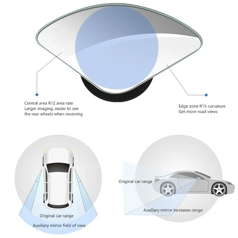 2pcs Car Mirror Wide Angle Car Blind Spot Mirrors 360° Adjustable Auxiliary Rearview Mirrors HD Frameless Small Round Car Mirror