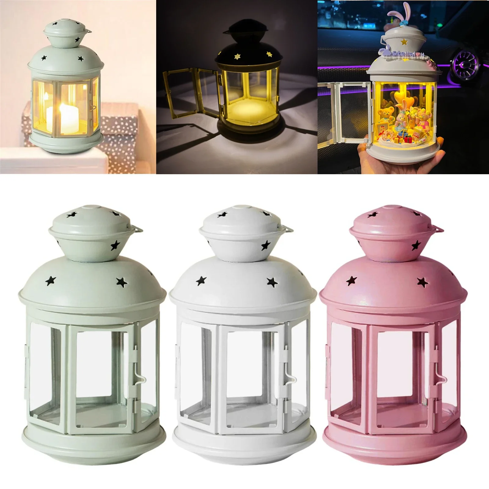 

Wrought Iron Candle Holder European Style Wind Lanterns Candlestick Wedding Photography Props Home Decoration DIY Christmas Gift