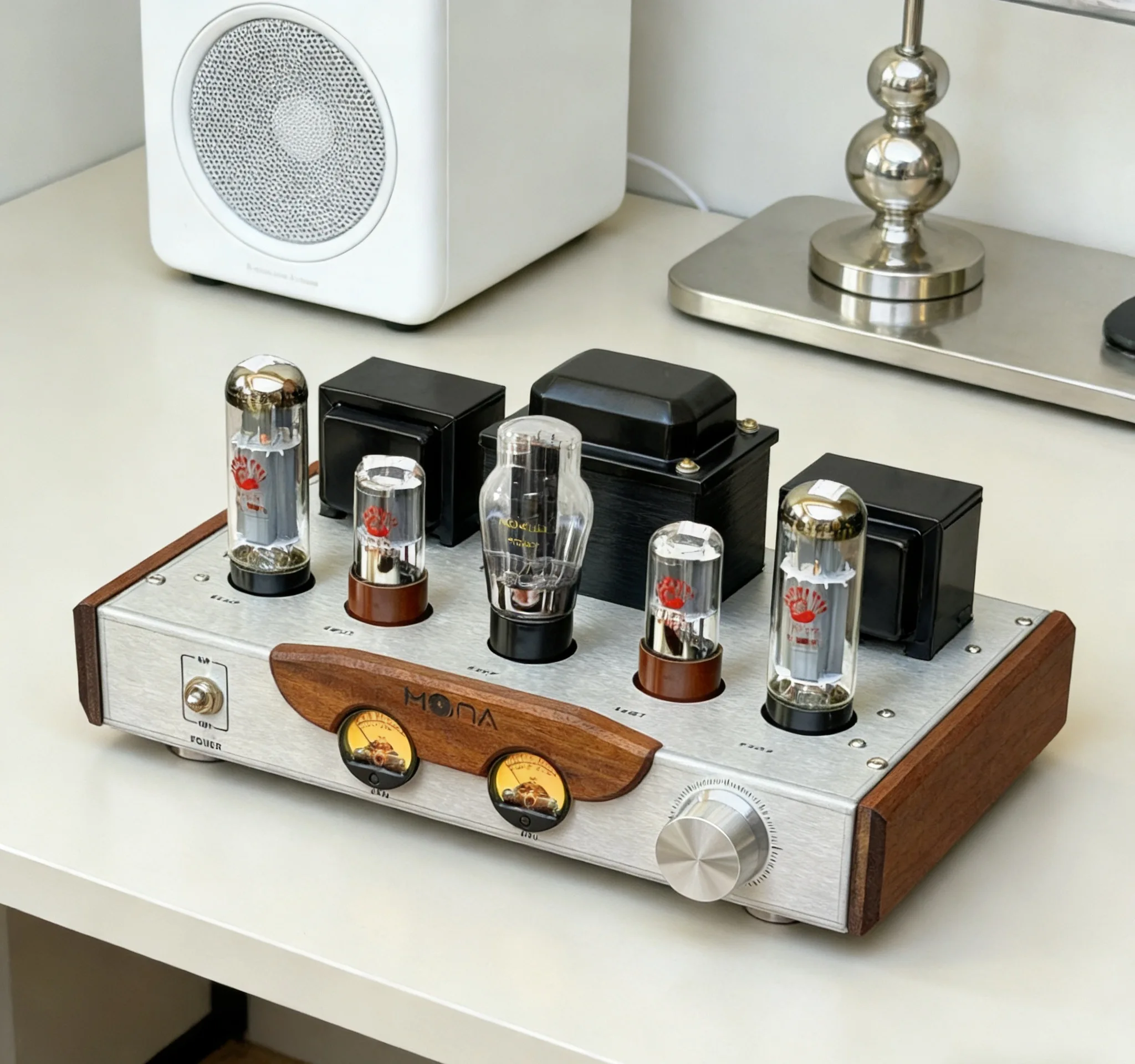Vintage Metal EL34 Vacuum Tube Amplifier Class Stereo HiFi Amp VU Meter 6SN7 274b Matched Retro Home Audiophile Equipment