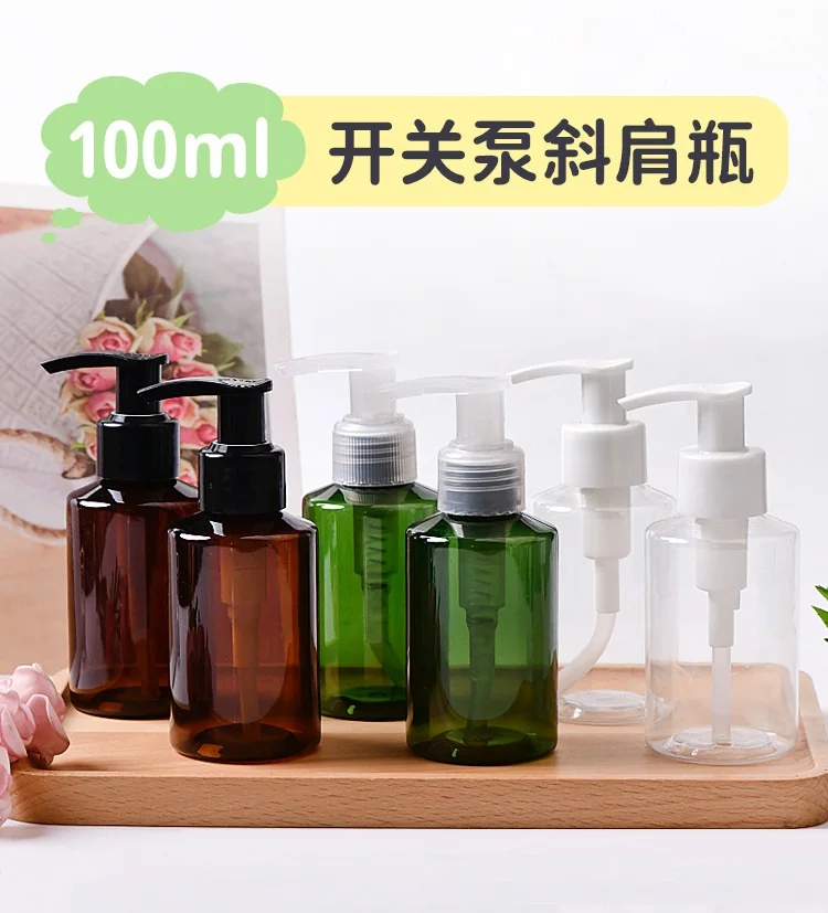 

100ml round plastic PET BOTTLE R&L PUMP toilet water lotion emulsion serum essential toner skin care cosmetic packing