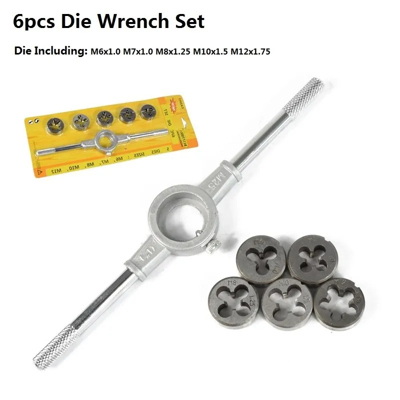 XCAN 6/8/11pcs Metric Die Wrench Sets Circular Die Kit Screw Thread Taps and Die Hand Tapping Tools