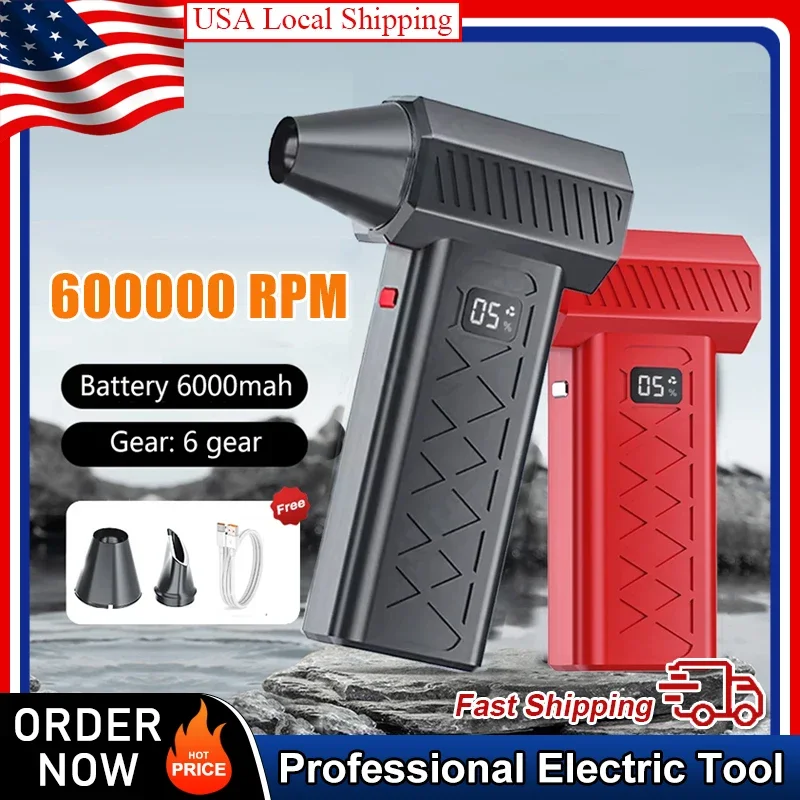 

Brushless Electric Air Duster Turbo Jet Fan 6 Gear Adjustable 600000 RPM Portable Blowing Snow Cleaning Blower for Electronics