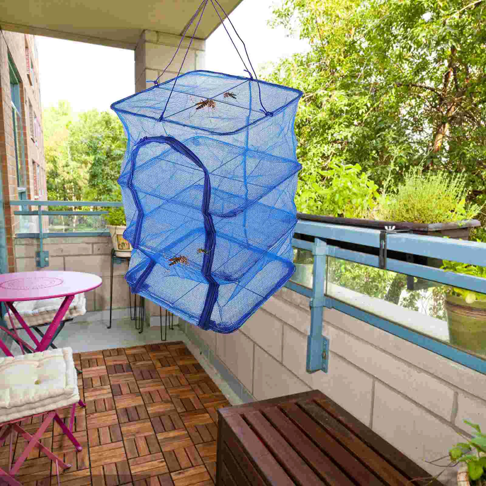 

Foldable Fish Cage Hanging Basket Dryer Clothes Drying Rack Clothing Net Shrimp