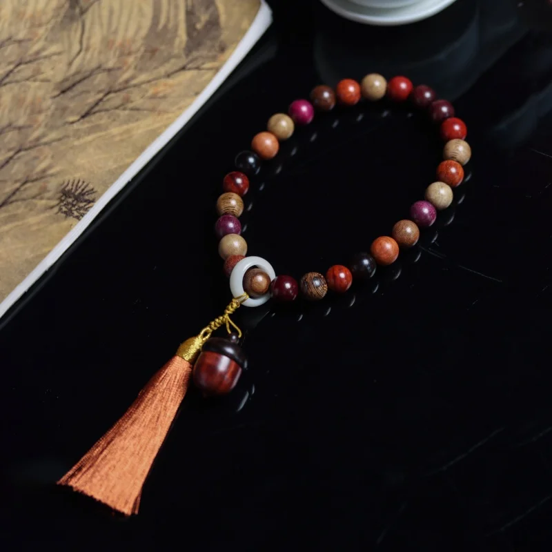 UMQ Natural Duobao Bracelet String Pliable Temperament Purple Blackwood S. Lee Men And Women Buddha Beads DIY Tassel Acces