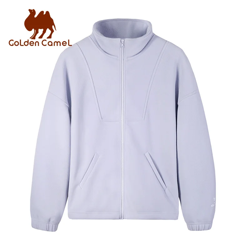 GOLDEN CAMEL Women\'s Sports Fleece Jackets 2024 Autumn Winter Plus Velvet Warm Lining Stand Collar Cardigan Jacket Women Suits