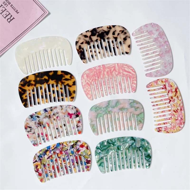 Vintage Acetate Plate Hairdresser Pocket Hair Comb New Korean Mini Compact Anti-static Hair Combs Hair Styling Tool Comfortable