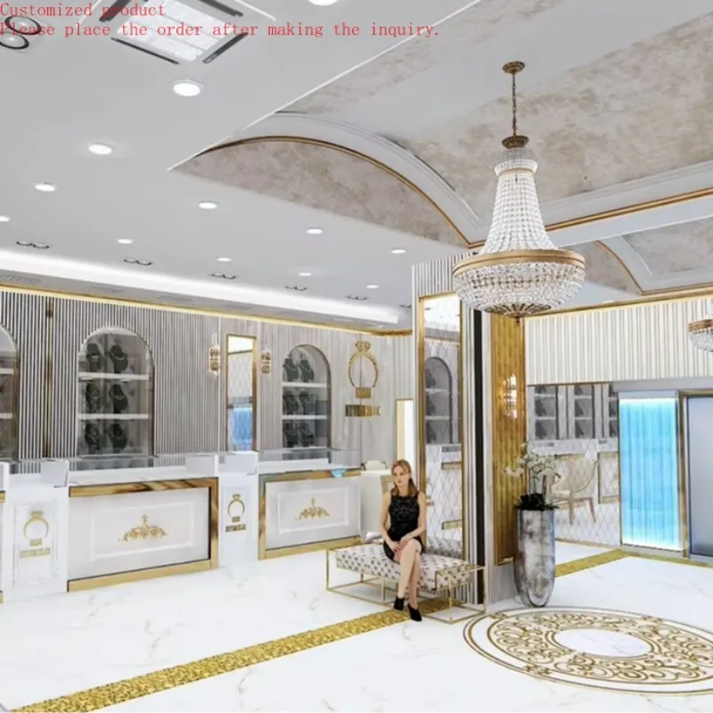 

На заказ.Современные роскошные ювелирные дисплеи. Изготовленные на заказ светодиодные стеклянные шкафы для высококлассных бутиков. Розничные интерьера. Дизайн ювелирного магазина.