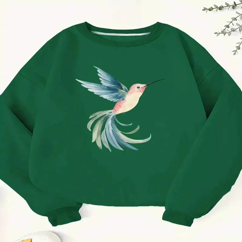 

Fall Winter Oversize Clothes Female Plus Size Sweatshirt Women Hummingbird Mid Flight Trendy Top Street Style Elegant Soft Y2k