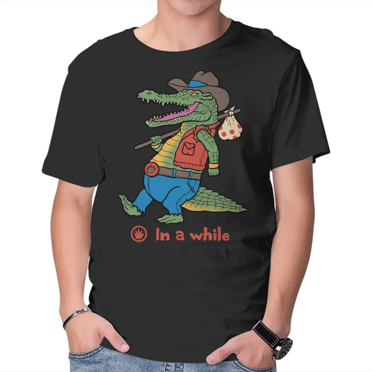 In A While Crocodile Anime Graphic T-shirts for Men Clothing Women Short Sleeve Tees Vintage High Quality 100%Cotton